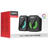 Snopy SN-83U Led Işıklı 2 Watt x2 Siyah Usb 2.0 Rgb Işıklı Gaming 1+1 Mini Speaker Hoparlör Pc Bilgisayar Yanı Hoparlör - 3
