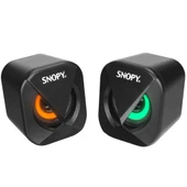 Snopy SN-83U Led Işıklı 2 Watt x2 Siyah Usb 2.0 Rgb Işıklı Gaming 1+1 Mini Speaker Hoparlör Pc Bilgisayar Yanı Hoparlör - 2