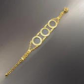 Özel Altın Desenli 3 Çeyreklik Model Parlak Gold Renk Antialerjik Bijuteri Altın Kaplama Bileklik - 1