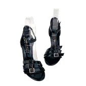 Kadın Efya Siyah Rugan 3 Tokalı Banylı Bilekten Bağlama Abiye Ayakkabı 9 Cm - 1
