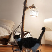 Uzun Doğal Ahşap 140 cm 2 li Küre Karpuz Ledli Ampullü Standart Duylu Sehpalı Aplik Lambader Abajur - 3