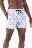 Su İtici Özellikli Dijital Baskılı Erkek Plaj Deniz Şort Mayo - D023-Beyaz thumbnail 1