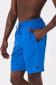 Saks Uzun Boy Basic Model Su İtici Özellikli Düz Renk Erkek Plaj Deniz Şort Mayo - 2206-Saks thumbnail 2