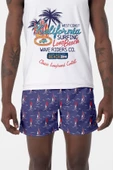 Su İtici Özellikli Dijital Baskılı Erkek Plaj Deniz Şort Mayo - 205-Lacivert thumbnail 5