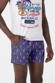 Su İtici Özellikli Dijital Baskılı Erkek Plaj Deniz Şort Mayo - 205-Lacivert thumbnail 3