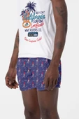 Su İtici Özellikli Dijital Baskılı Erkek Plaj Deniz Şort Mayo - 205-Lacivert thumbnail 4