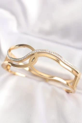 316L Çelik Gold Renk Düğüm Model Kelepçe Bilezik - EBJ240510W24032 thumbnail 1