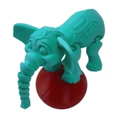 3D Hareketli Oyuncak Sirk Fili Denge Topu Dahil - Turkuaz - 1