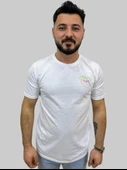 Erkek Hawaii Sıfır Yaka Basic Beyaz Tişört - 1