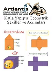Katla Yapıştır Geometrik Şekiller ve Açılımları Seti 1 Paket Geometrik Cisimler Proje Tasarım Okul Sınıf Materyali - 2