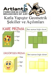 Katla Yapıştır Geometrik Şekiller ve Açılımları Seti 1 Paket Geometrik Cisimler Proje Tasarım Okul Sınıf Materyali - 3