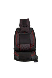 Startcar Peugeot 307 Deri Oto Koltuk Kılıfı Ön Arka Set Anka Siyah Kırmızı SC - 6