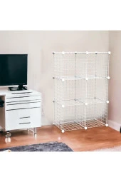 6 Bölmeli Tel Küp Çok Amaçlı Organizer Raf Beyaz 33cm Mutfak, Oyuncak, Kiler, Depolama Rafı - 1