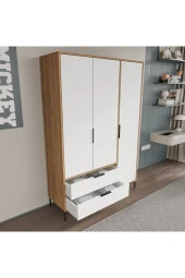 ALONEX HOME  ADEN 3 KAPAKLI ÇEKMECELİ BEYAZ GARDIROP , ELBİSE DOLABI, RAFLI DOLAP - 5