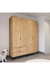 ALONEX HOME  ADEN 4 KAPAKLI ÇEKMECELİ SEPET GARDIROP , ELBİSE DOLABI, RAFLI DOLAP - 2