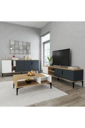 ALONEX HOME  TARZ TV ÜNİTESİ 180 CM-ORTA SEHPA-KONSOL 180 CM 3'LÜ SET BEYAZ RENGİ - 3