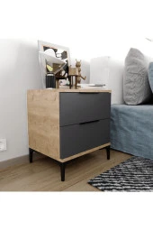 ALONEX HOME  Aden 2 Çekmeceli Antrasit Komodin - 1