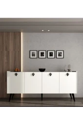 ALONEX HOME  Kaya Konsol Ay Taşı (KIRIK BEYAZ) Mermer Desenli 180 Cm Yemek Odası Ofis Salon Ünite - 3