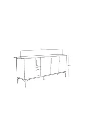 ALONEX HOME  Mobilya Tarz Konsol 4 Kapaklı, Raflı , 180 Cm , Yemek Odası , Ofis, Salon Ünite (BEYAZ-ANTRASİT) - 6