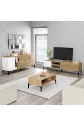 ALONEX HOME  TARZ TV ÜNİTESİ 180 CM-ORTA SEHPA-KONSOL 180 CM 3'LÜ SET BEYAZ RENGİ - 1