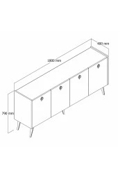 ALONEX HOME  Kaya Konsol Ay Taşı (KIRIK BEYAZ) Mermer Desenli 180 Cm Yemek Odası Ofis Salon Ünite - 5