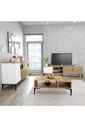 ALONEX HOME  TARZ TV ÜNİTESİ 180 CM-ORTA SEHPA-KONSOL 180 CM 3'LÜ SET BEYAZ RENGİ - 2