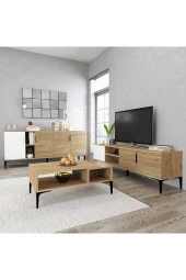 ALONEX HOME  TARZ TV ÜNİTESİ 180 CM-ORTA SEHPA-KONSOL 180 CM 3'LÜ SET BEYAZ RENGİ - 3