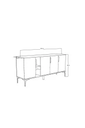 ALONEX HOME  Mobilya Tarz Konsol 4 Kapaklı, Raflı , 180 Cm , Yemek Odası , Ofis, Salon Ünite (ANTRASİT-YUNUS) - 6