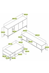 ALONEX HOME  TARZ TV ÜNİTESİ 180 CM-ORTA SEHPA-KONSOL 180 CM 3'LÜ SET BEYAZ RENGİ - 4