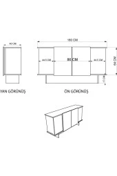 ALONEX HOME  DİANA 180 CM KONSOL , CEVİZ- ANTRASİT KONSOL - 5