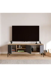 ALONEX HOME  Tarz (Full Antrasit) , 150 cm Tv Ünitesi , Tv Sehpası ,Raflı Tv Ünitesi Konsol - 1