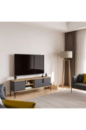 ALONEX HOME  Tarz (Full Antrasit) , 150 cm Tv Ünitesi , Tv Sehpası ,Raflı Tv Ünitesi Konsol - 3