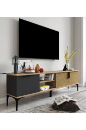 ALONEX HOME  Tarz Raflı 180 Cm Metal Kulp Tv Ünitesi (sepet - Antrasit) - 1