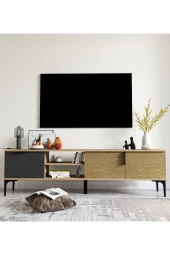 ALONEX HOME  Tarz Raflı 180 Cm Metal Kulp Tv Ünitesi (sepet - Antrasit) - 2