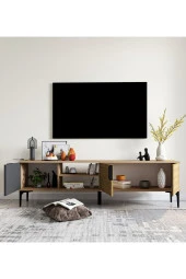 ALONEX HOME  Tarz Raflı 180 Cm Metal Kulp Tv Ünitesi (sepet - Antrasit) - 3
