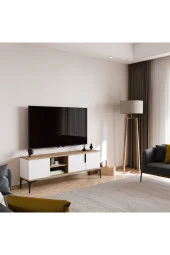 ALONEX HOME  Tarz (Full Beyaz) , 150 cm Tv Ünitesi , Tv Sehpası ,Raflı Tv Ünitesi Konsol - 5