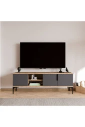 ALONEX HOME  Tarz (Full Antrasit) , 150 cm Tv Ünitesi , Tv Sehpası ,Raflı Tv Ünitesi Konsol - 6