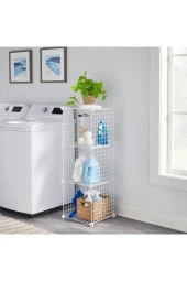 3 Bölmeli Tel Küp Çok Amaçlı Organizer Raf Beyaz 33cm Mutfak, Oyuncak, Kiler, Depolama Rafı - 2