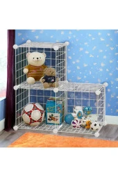 3 Bölmeli Tel Küp Çok Amaçlı Organizer Raf Beyaz 33cm Mutfak, Oyuncak, Kiler, Depolama Rafı - 5