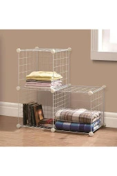 3 Bölmeli Tel Küp Çok Amaçlı Organizer Raf Beyaz 33cm Mutfak, Oyuncak, Kiler, Depolama Rafı - 7
