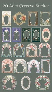 Vintage-journal defter için Çerçeve Süsleme -20 Adet- Parlak Kağıt-Özel Kesim thumbnail 1