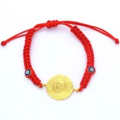 Altın Kaplama  Yarım Altınlı Kırmızı İpli Kadın Bileklik BLK-686 thumbnail 1