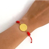 Altın Kaplama  Yarım Altınlı Kırmızı İpli Kadın Bileklik BLK-686 thumbnail 2