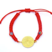 Altın Kaplama  Yarım Altınlı Kırmızı İpli Kadın Bileklik BLK-686 thumbnail 4