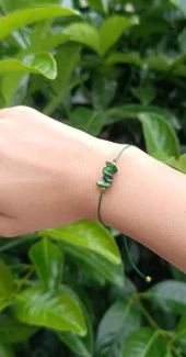 Bileklik Doğal Malahit Ayarlanabilir Çakra Yogo Kadın Kız Erkek Takı - 1