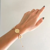 Altın Kaplama Çeyrekli İpli Bileklik BLK-973 thumbnail 2