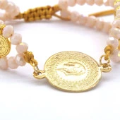 Altın Kaplama Çeyrekli İpli Bileklik BLK-973 thumbnail 4