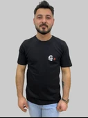 Erkek Skull Sıfır Yaka Basic Siyah Tişört - 1