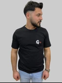 Erkek Skull Sıfır Yaka Basic Siyah Tişört - 4