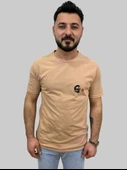 Erkek Skull Sıfır Yaka Basic Bisküvi Tişört - 1